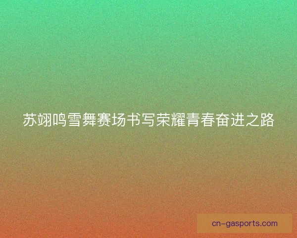 苏翊鸣雪舞赛场书写荣耀青春奋进之路