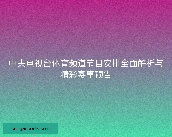中央电视台体育频道节目安排全面解析与精彩赛事预告
