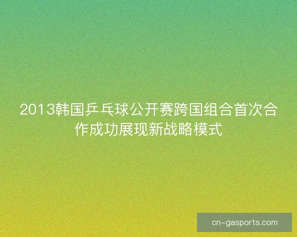 2013韩国乒乓球公开赛跨国组合首次合作成功展现新战略模式