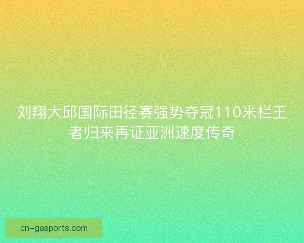刘翔大邱国际田径赛强势夺冠110米栏王者归来再证亚洲速度传奇