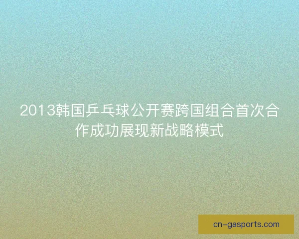 2013韩国乒乓球公开赛跨国组合首次合作成功展现新战略模式