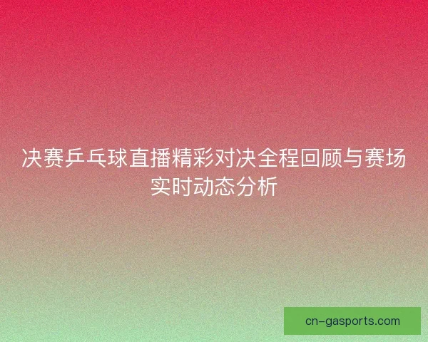决赛乒乓球直播精彩对决全程回顾与赛场实时动态分析